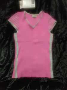 Pink Glitter Trim Top - Size Small