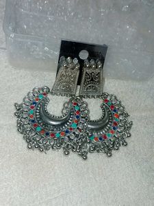 Bohemian Oxidized Jhumka Earrings