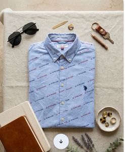 US POLO Stylish Blue Boys Full Sleeves Shirt