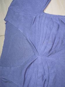 Purple V-Neck Ruched Knit Top