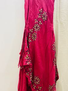 Elegant red Floral Embroidered Dress