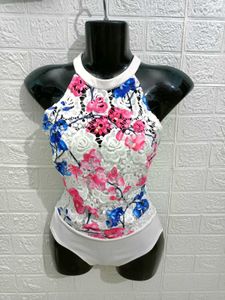 Branded Sexy Floral Print Bodysuit For XS & S