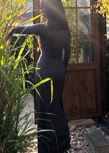 Sleek Charcoal Long Sleeve Dress