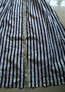 Korean White and Navy Blue Stripe Midi Dress