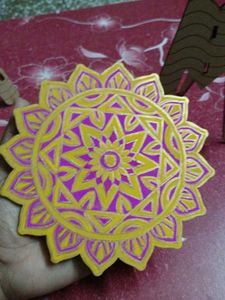 Handmade Mandala Decor Piece with wooden stand
