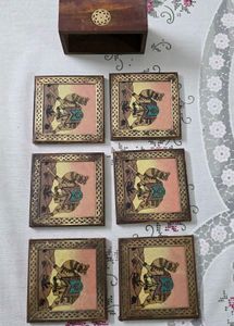 Hand-Painted Wooden Camel Tea Coaster Set