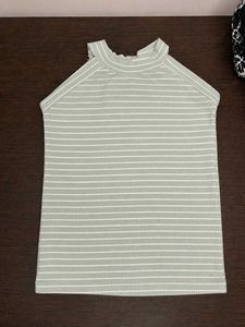 Striped Ribbed Halter Neck Top 🤍