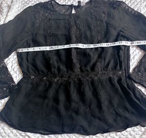 Elegant Black Lace Peplum Top
