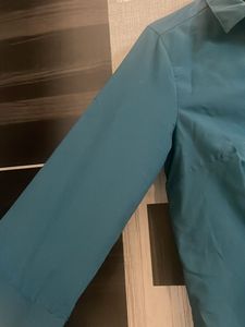 Teal Collared Button-Up Top
