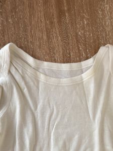 M&amp;S White Long Sleeve Baby Onesie