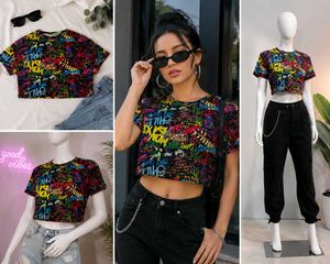 Graffiti Print Cropped T-Shirt