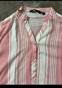 Chic Pink &amp; White Striped Kurta Top