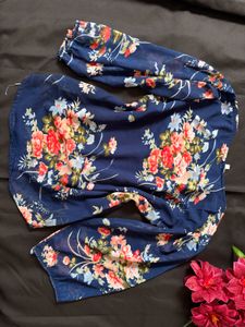 Blue Floral Print Top