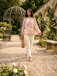 Premium Floral Pleated Georgette Top by Fig