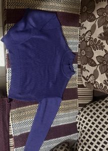 Purple Mock Neck Pullover Sweater