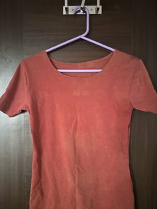Skinny Rust Colour Tshirt For Ladies