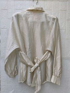 Korean Pintrest Cream Button-Up Collared Shirt