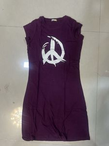 Purple Peace Sign T-Shirt Dress