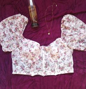 floral heart neck top