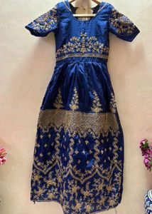 new  Blue Embroidered Gown fit upto 36