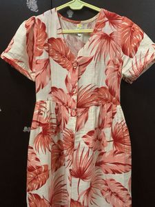 Tropical Print Button-Up Dress