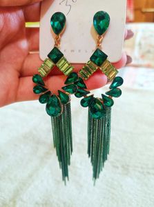 Emerald Drop Earrings(Green Colour)