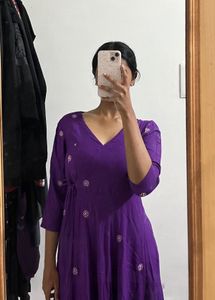 Elegant Purple Embroidered Anarkali Gown