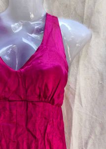Vibrant Pink Halter Neck Maxi Dress