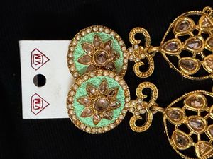 Elegant Gold & Mint Green Earrings