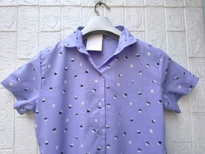Korean Pinterest Cute Purple Polka Dot Blouse