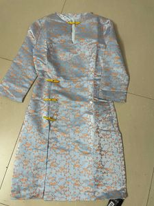 Light Blue Floral Cheongsam Dress