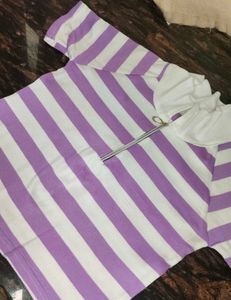 Striped Purple & White Top