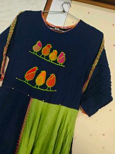 Unique Navy Green Kurta 💙💚