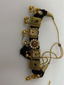 Black &amp; Gold-tone Handmade Bracelet