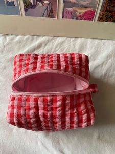 Cute Red Gingham Cosmetic Bag