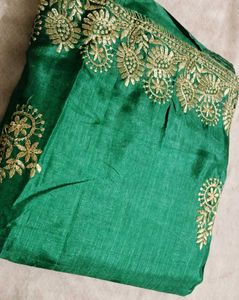 Elegant Emerald Green Saree