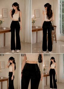 Stylish Black Lace-Up Pants