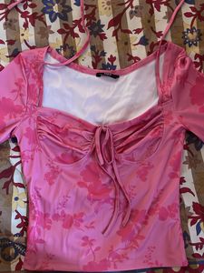 Chic Pink Floral Print Top