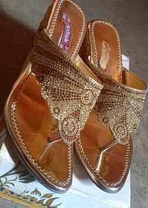 Elegant Gold Embellished Footwear