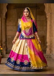 Beautiful Embroidered rajputi poshak Lehenga