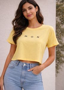 Yellow "MOON" Cropped T-Shirt