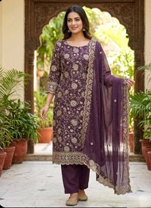 Luxury Wine Burgundy Star Georgette dress material