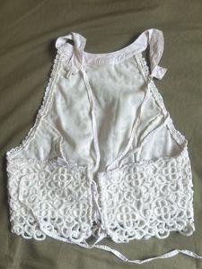 White Lace Halter Neck Crop Top