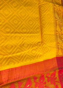 Vibrant Yellow &amp; Red Dhakai Jamdani Saree