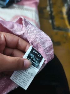 I. Sparkly Pink Cowl Neck Halter Top