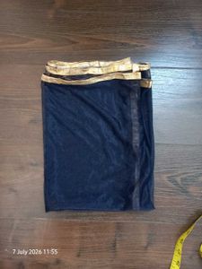 Navy Blue Dupatta with Golden Border