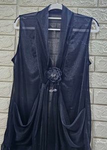 Black Sheer Vest with Floral Detail