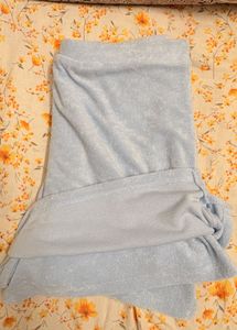 Light Blue Terrycloth Mini Skirt