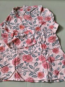 Chic Pink Floral Print Kurta