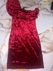 Crushed Velvet Off-Shoulder Mini Dress